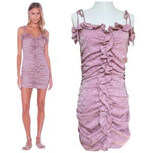 Lovers + Friends Mauve Ruched Ruffle Mini Dress S